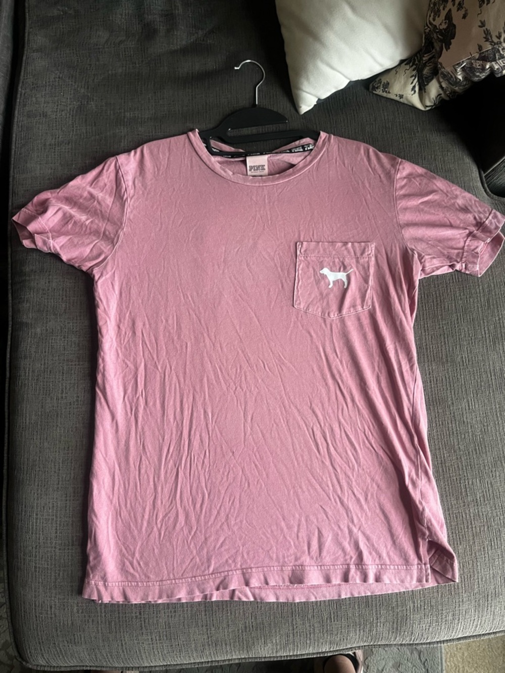 Victoria's Secret Pink Short Sleeve Pocket Tee with Dog Logo